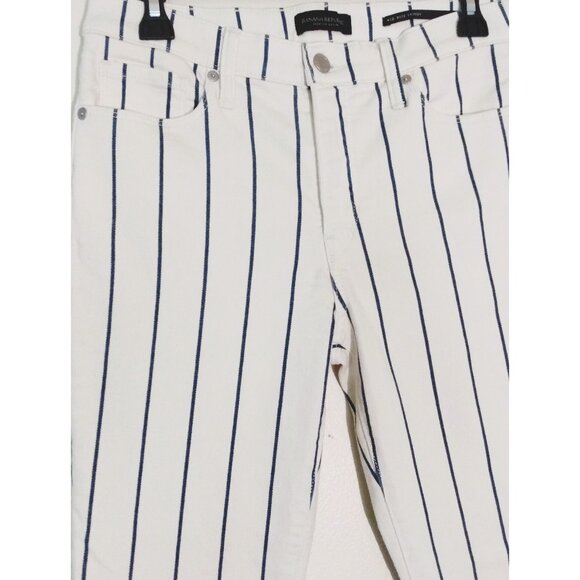 Banana Republic Women's Striped Mid Rise Skinny Denim Jeans Size 29 Ecru White - Picture 3 of 5